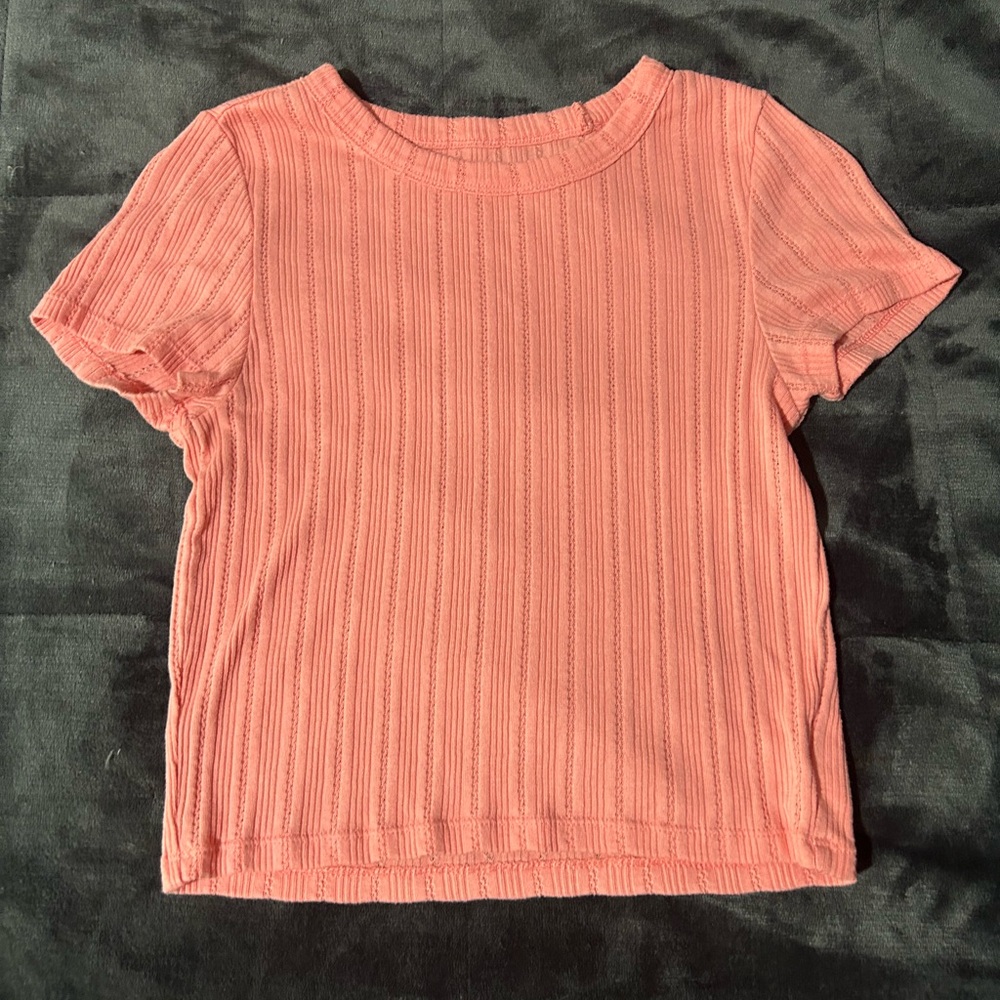 American Eagle Outfitters Coral Ribbed Knit Top